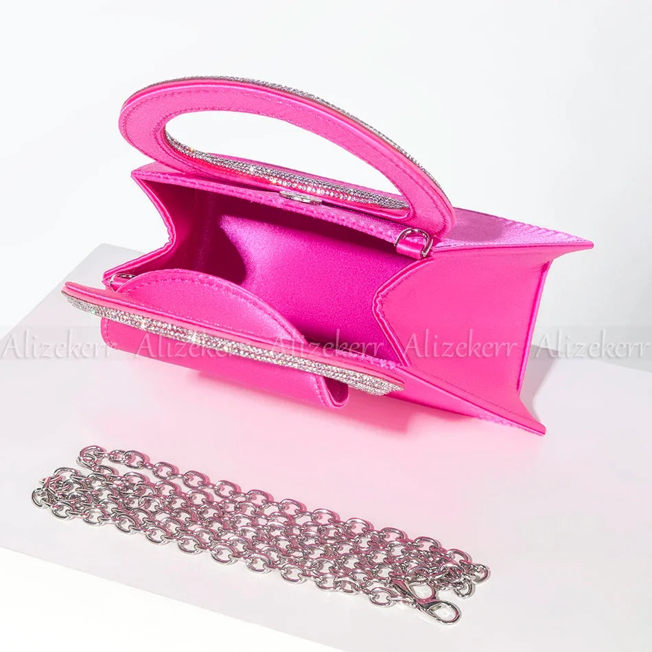 Lux Rhinestone Satin Handbag LUXLIFE BRANDS