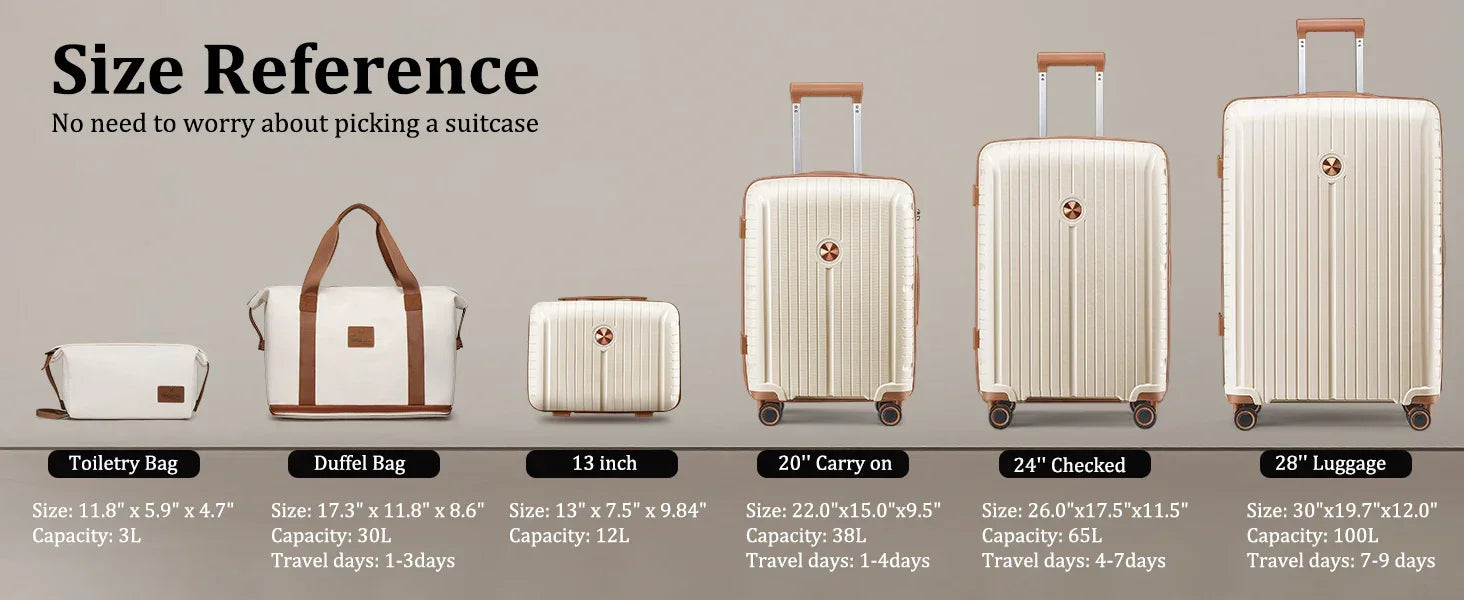 Hard Shell Luggage Sets with Duffel Bag and Toiletry Bag, TSA Lock