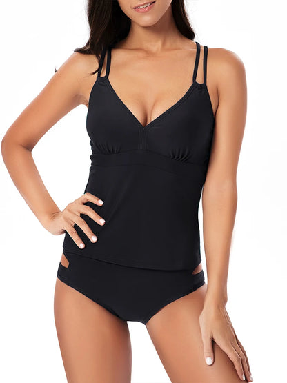 Black Low Rise Tankini Swim Set