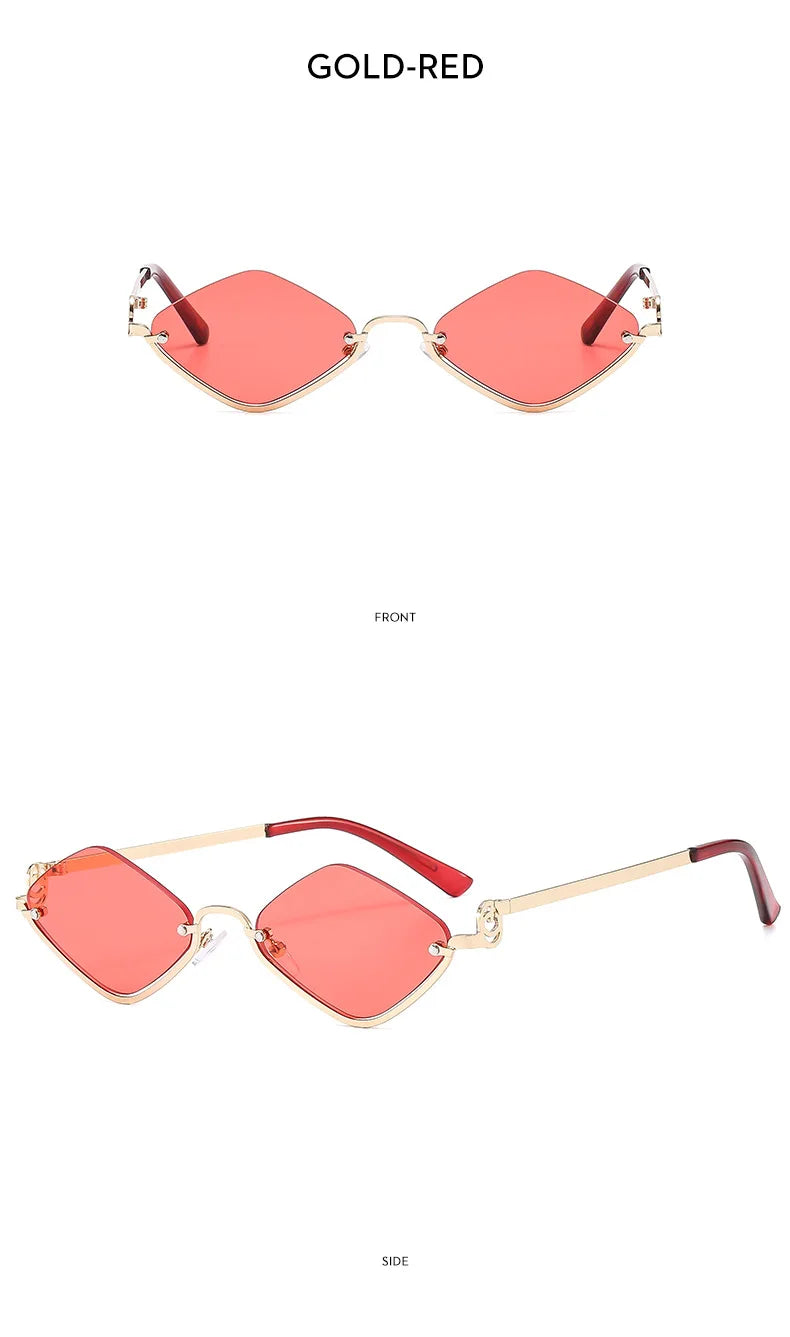 Fashion Small Polygonal Sunglasses Women Brand Metal Half Frame Glasses Ladies Hipster Sexy Cat Eye Shades Vintage