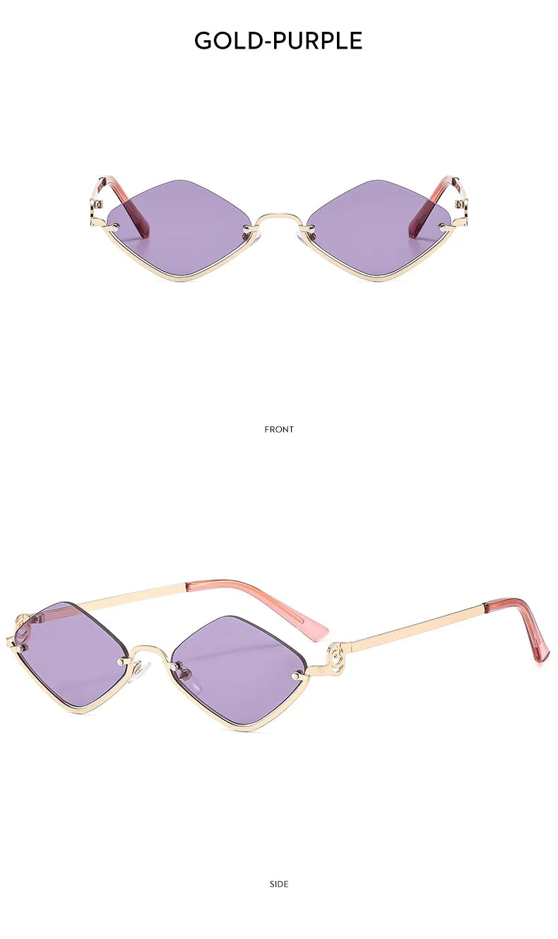 Fashion Small Polygonal Sunglasses Women Brand Metal Half Frame Glasses Ladies Hipster Sexy Cat Eye Shades Vintage