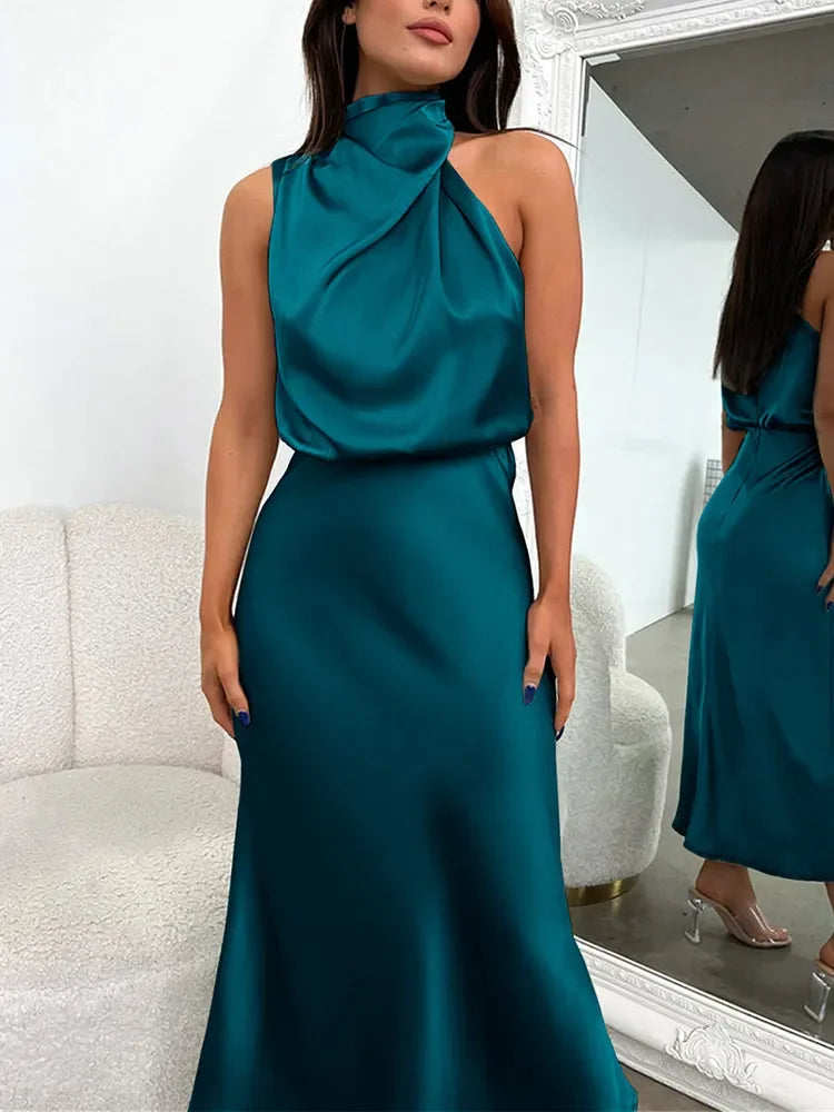 Mona Satin Evening Dress LUXLIFE BRANDS