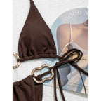 Sexy Halter Metal Rings High Leg Cut Bikini Female Swimsuit Women Swimwear Two-pieces Bikini set Bather Bathing Suit Swim V6564 Luxlife Brands