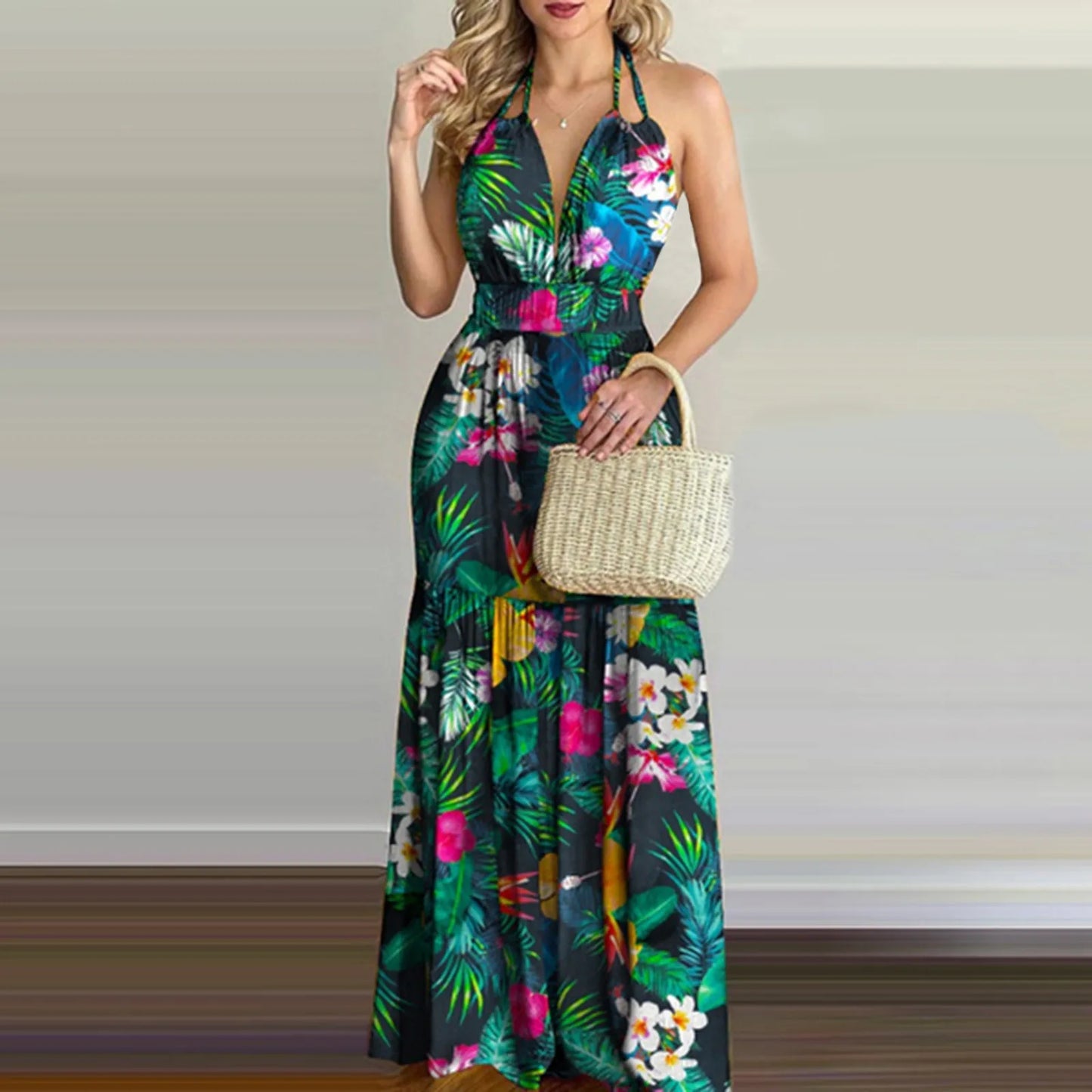 Bohemia Floral Halter Beach Sundress