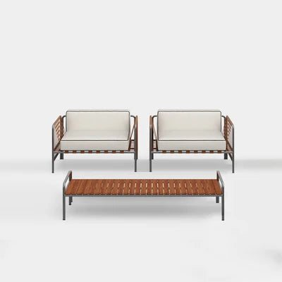 Outdoor stainless steel sofa rattan courtyard villa rain and sun coffee table combination