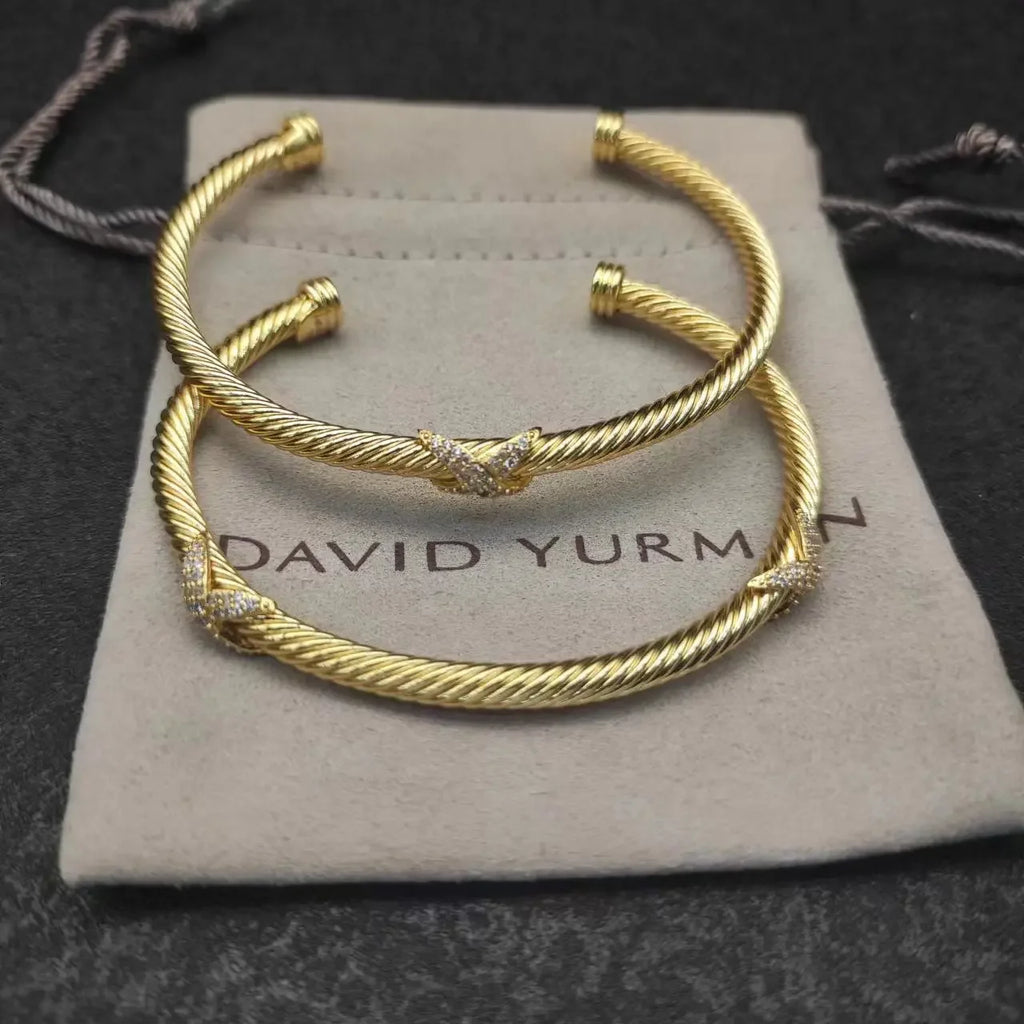 DY David Yurma X 4MM Bangle Bracelet For Women High Quality Station Cable Cross Collection Vintage Ethnic Loop Hoop Punk Jewelry LUXLIFE BRANDS