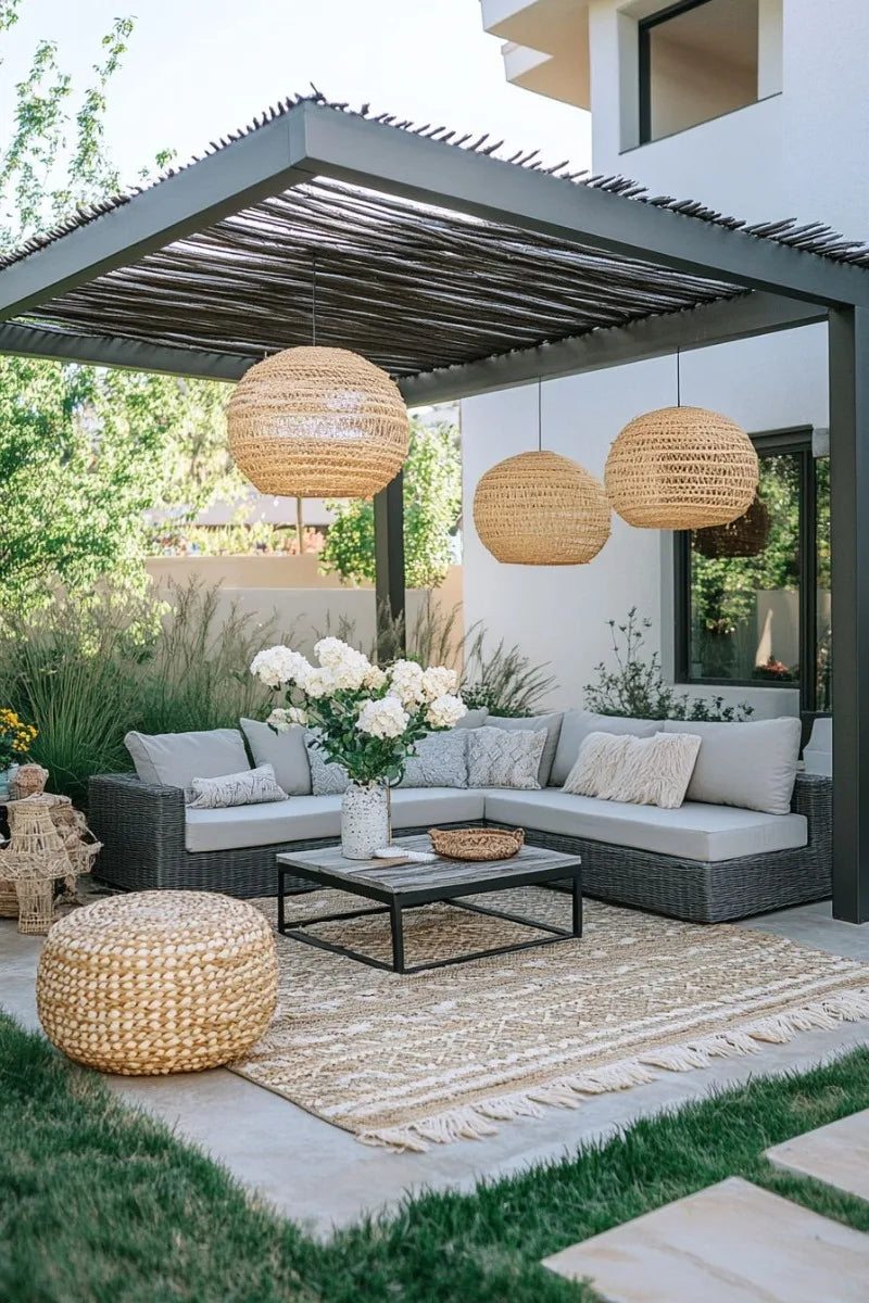 Nordic Hotel Villa Outdoor Sofas Garden Furniture Waterproof PE Hotel Villa Garden Rattan Aluminum Teak Wood Sectional Sofa Set Luxlife Brands