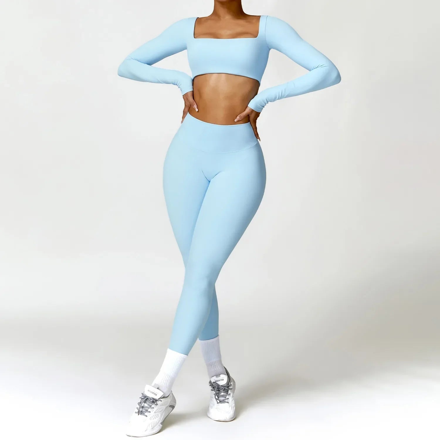 2PCS Yoga Set Women Gym Long Sleeve Sports Suits Fitness Bra Crop Top Workout Clothes Female Athletic Wear Legging Sportswear Luxlife Brands