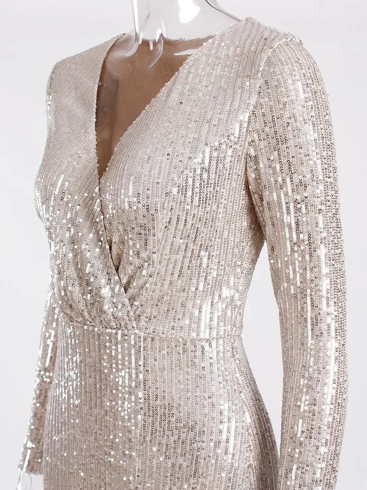 Sequin Slit Maxi Dress