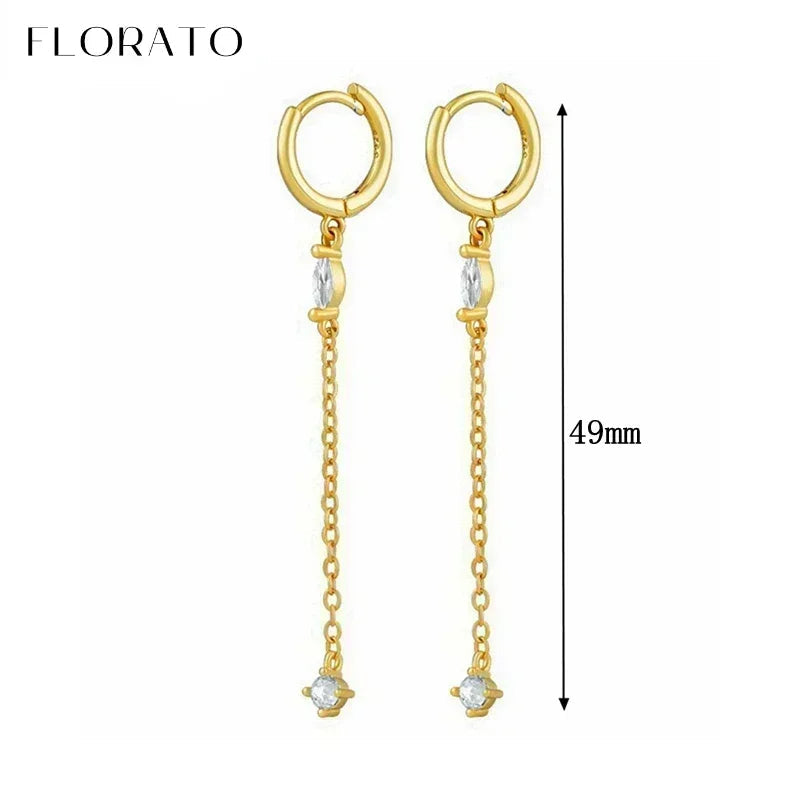Luxury white crystal zircon earrings 925 sterling silver ear needles Hoop gold earrings For women Fashion Luxury Wedding Jewelry Luxlife Brands