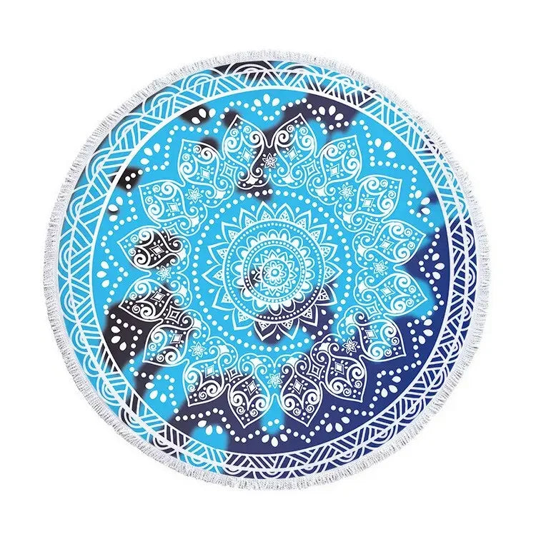 Gradient Mandala Round Beach Towel/Yoga Mat