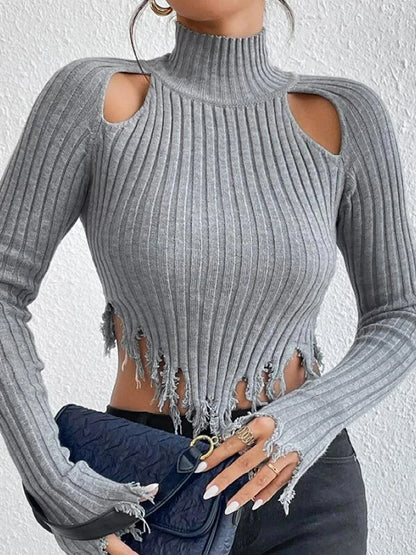 2023 Autumn Winter Women Sexy Turtleneck Basic Sweaters Jumper Solid Knitted Crop Tops Bodycon Slim Long Sleeve Pullover