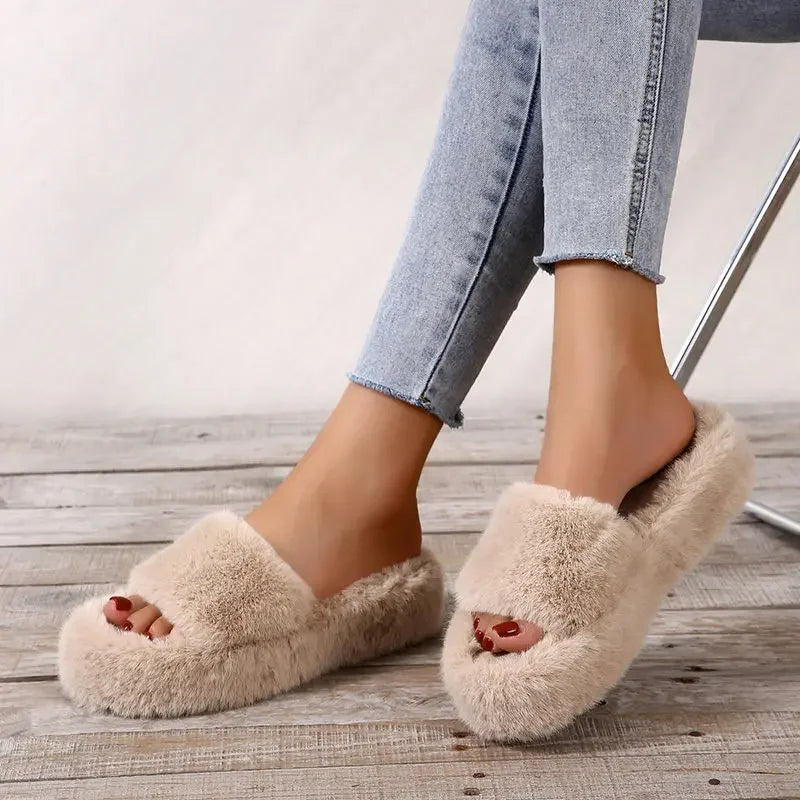 Platform Cozy Plush Slippers LUXLIFE BRANDS