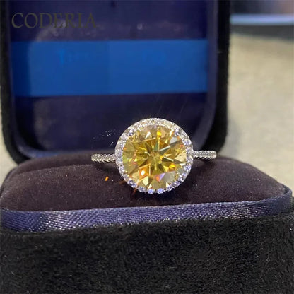 Lemon Yellow Moissanite 14K White Gold Sterling Silver Ring 3.0 Carat Colored Diamond Wedding Ring Luxury Jewelry Women Gift