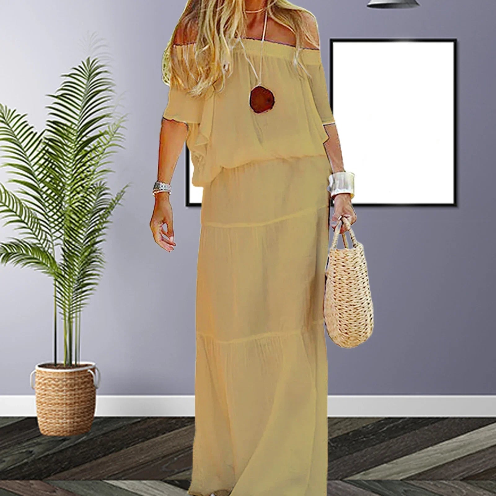 Chic Off The Shoulder Maxi Dress LUXLIFE BRANDS