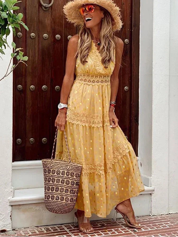 Boho Babe Lace Maxi Dress