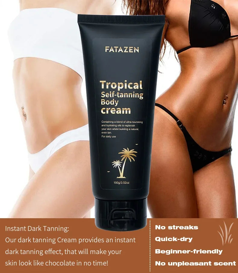 Instant Dark Tanning Lotion - Natural Self-tanner, bringing the body a stripe-free medium dark gradient tan