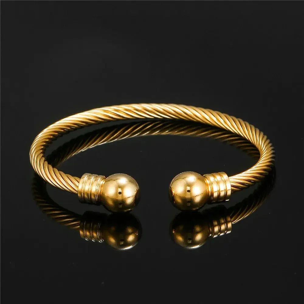 Stainless Steel Gold Color Bangle Bracelets Luxury Brand Stylish Mesh Bangle for Women Men Decoration Jewelry Accessory Gift
