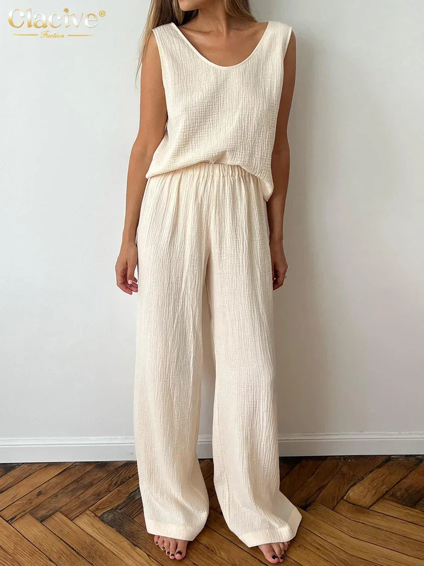 Sunday Cotton Wide Leg Loungewear LUXLIFE BRANDS