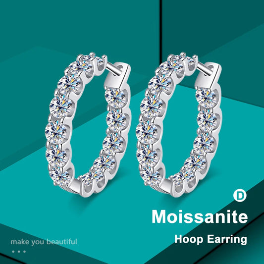 Moissanite Earrings 925 SS Plated White Gold 2.6ct D Color