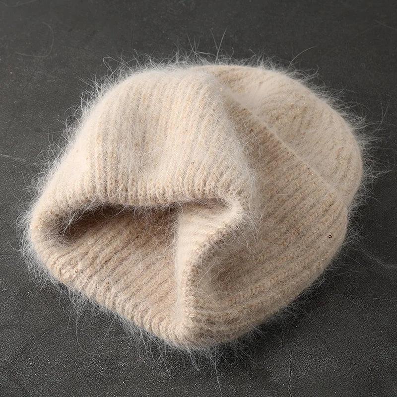 Women’s Rabbit Fur Beanie Hat LUXLIFE BRANDS