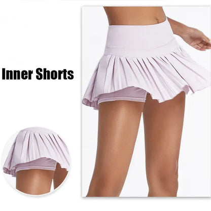 Cloud Hide Safe Tennis Skirts XS-XXL Gym Golf Running Pleated Pantskirt SEXY Women Sports Fitness Shorts Pocket High Waist Skort