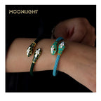 Double Snake Head Cuff Bangles Braided Leather Luxlife Brands