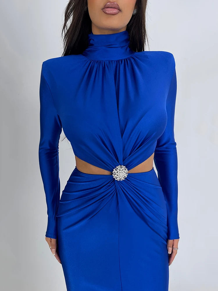 Sapphire Long Sleeve Party Dress LUXLIFE BRANDS