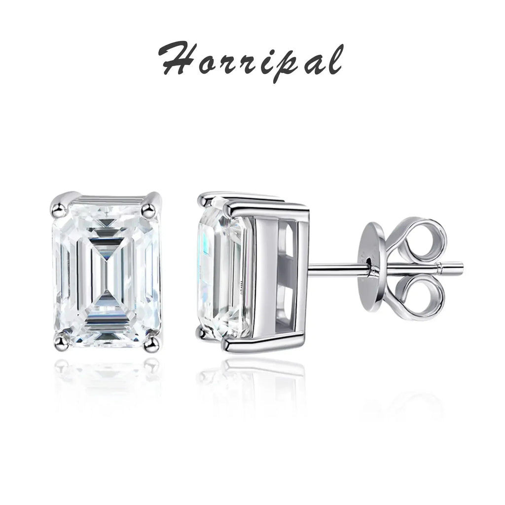Emerald Cut Moissanite Earrings for Women 0.5 - 2ct D Color Lab Grow Diamond with GRA s925 Sterling Silver Trendy Stud Earring
