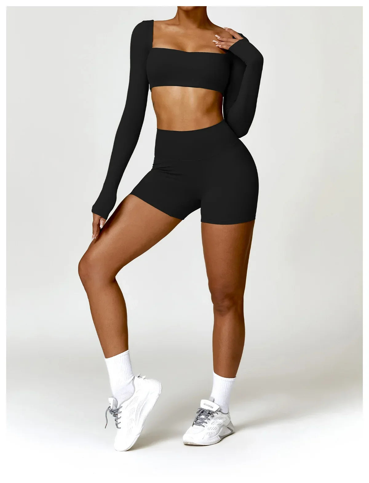 New Long sleeve Shirt Sports Set Women Fitness Tights Yoga Set Crop Top Running High Waist Gym Set Womens Outfits Yoga Clothing