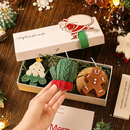 Christmas Candle Gift Box Set Cartoon Gingerbread Man Christmas Tree Deer Shape Aromatherapy Candle Set Souvenir