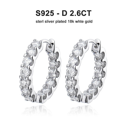 Moissanite Earrings 925 SS Plated White Gold 2.6ct D Color