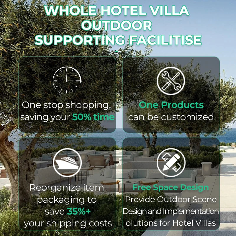 Modern Hotel Outdoor Sun Lounger Luxury Villa Outdoor Furniture Chair Resort Outdoor Sun Lounger  Beach Double Lounger Chair Set