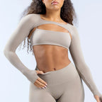 New Sports Long Sleeve Shrug Seamless Spandex Woman Fitness Elastic Breathable Shrug Sports Long Sleeve（Not Contain Bra） Luxlife Brands