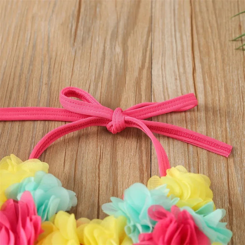 Infant Baby Girl Swimsuit 3D Flower Sleeveless Halter Tank Top Bikini Bottom with Sun Hat Set 0-24M