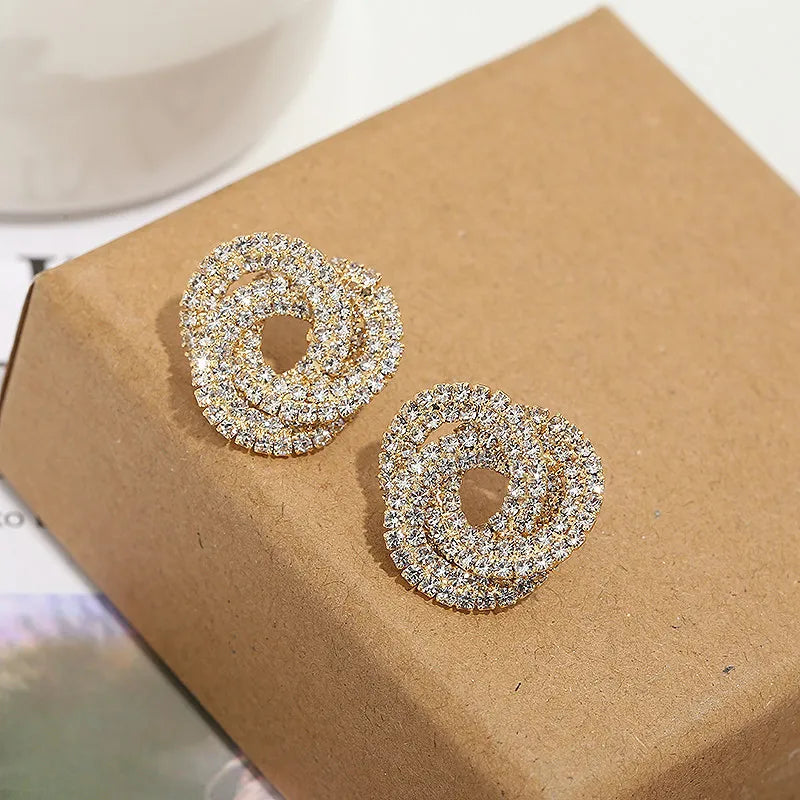 Retro Fashion High-grade Crystal Rose Earrings Women Zircon Ear Studs Wedding Jewelry Gifts LUXLIFE BRANDS