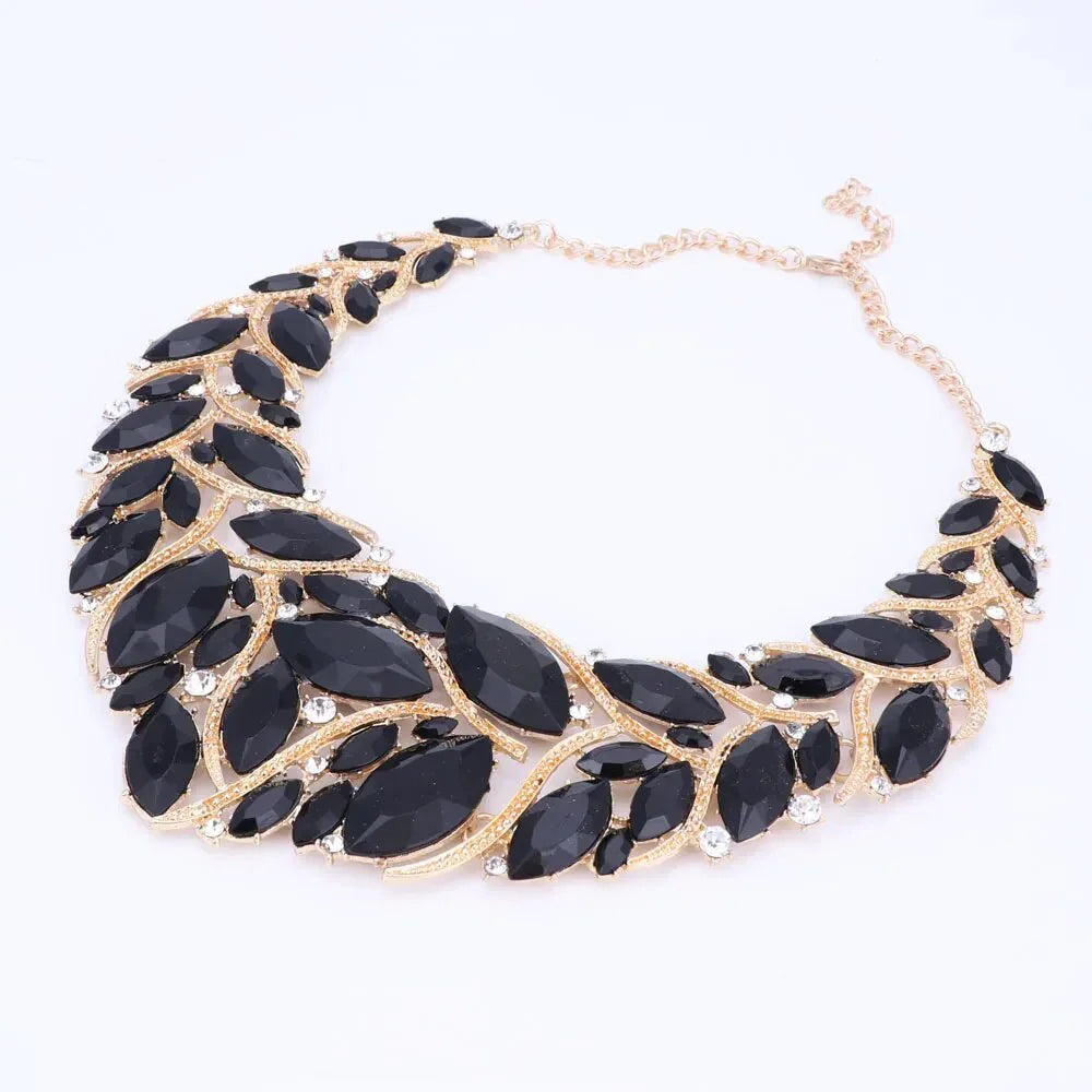 Fashion Bridal Jewelry Sets Wedding Necklace Earring Ring For Brides Party Prom Costume Accessories Decoration Women LUXLIFE BRANDS