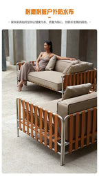 Outdoor stainless steel sofa rattan courtyard villa rain and sun coffee table combination Luxlife Brands