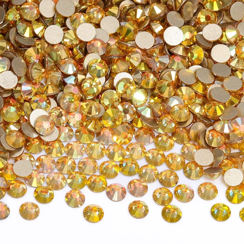 SS3-SS30 Gold Bottom Flat Back Glass High Quality Crystal Rhinestones