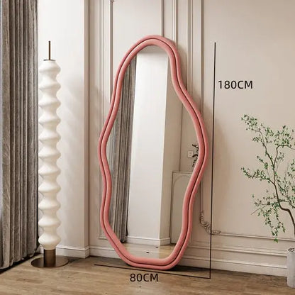 Irregular Full Body Mirror Aesthetic Large Wavy Fashion Standing Mirror Luxury Bedroom Design Spiegel Room Decor GXR35XP