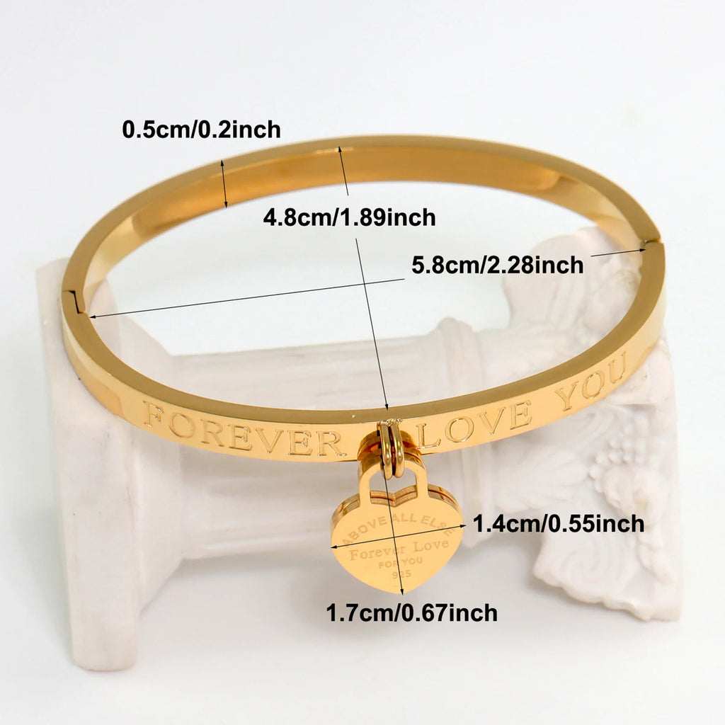 3Pcs/Sets Stainless Steel Hollow Roman Heart Bracelet for Women Leisure Wedding Jewelry Party Holiday Valentine's Day Gift