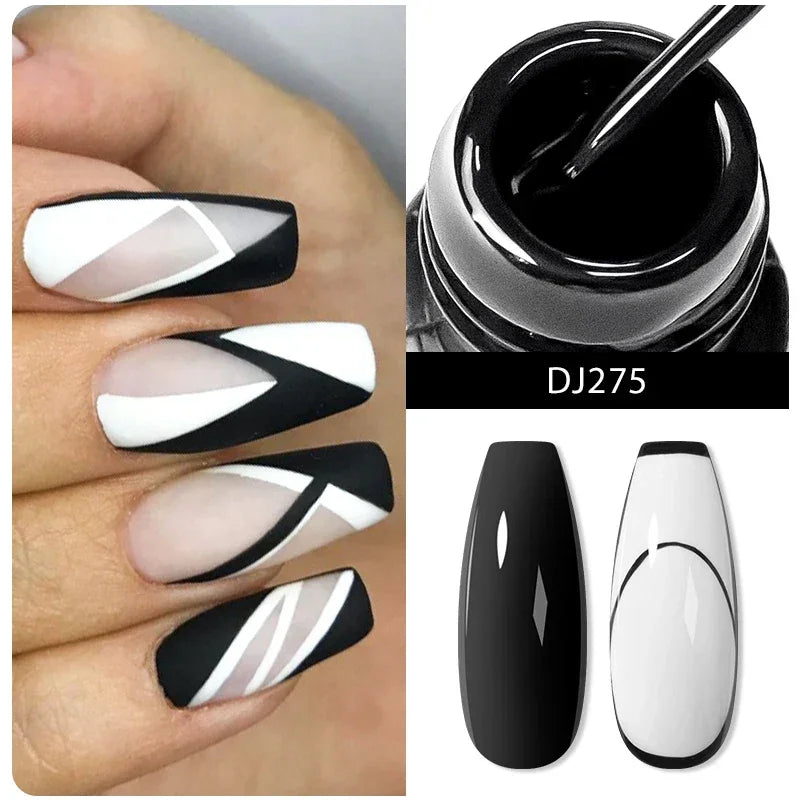 MEET ACROSS 5ml Liner Nail Gel Polish 28 Colors Black White French Pull Line Painting Varnish For UV Nails Art Design Manicure LUXLIFE BRANDS