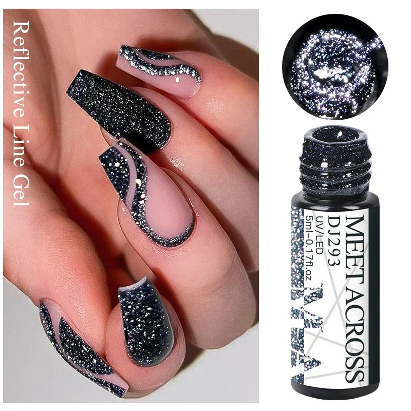 MEET ACROSS 5ml Liner Nail Gel Polish 28 Colors Black White French Pull Line Painting Varnish For UV Nails Art Design Manicure LUXLIFE BRANDS