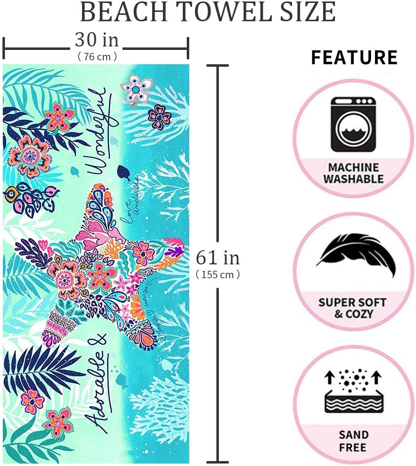 Oversized Microfiber Beach Towels for Travel Quick Dry Towel for Swimmers Sand Proof Beach Towel Cool Pool Towel Super Absorbent