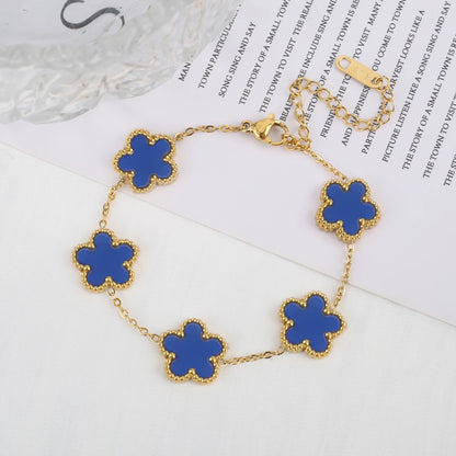 Classic Stainless Steel Hot Selling Golden Clover Adjustable Bracelet Luxury Five Leaf Flower Bracelet Jewelry For Women Gift