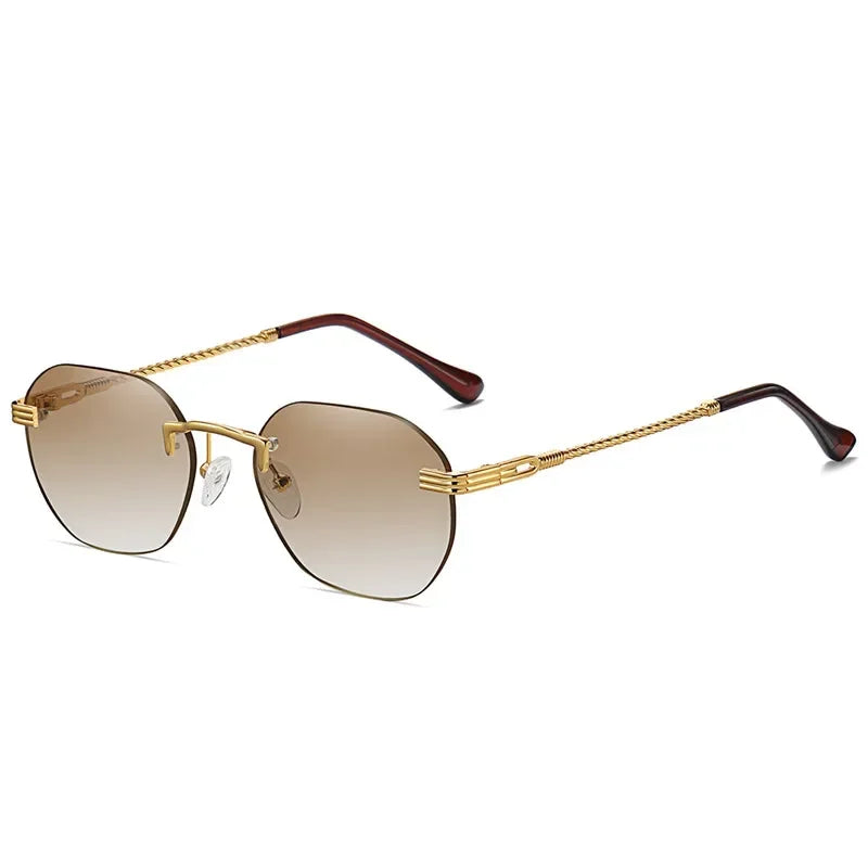 Frameless Gold Metal Ladies Sunglasses Rimless Gradient Lens Blue Fashion Sun Glasses For Men Uv400 Summer 2023