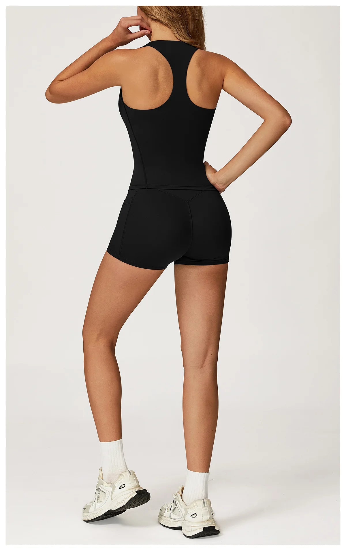 Hearuisavy 2Pcs Woman's Sports Set Naked-Feel Racerback Sports Tops Gym Tank Top Female Breathable High Waist Fitness Yoga Pants