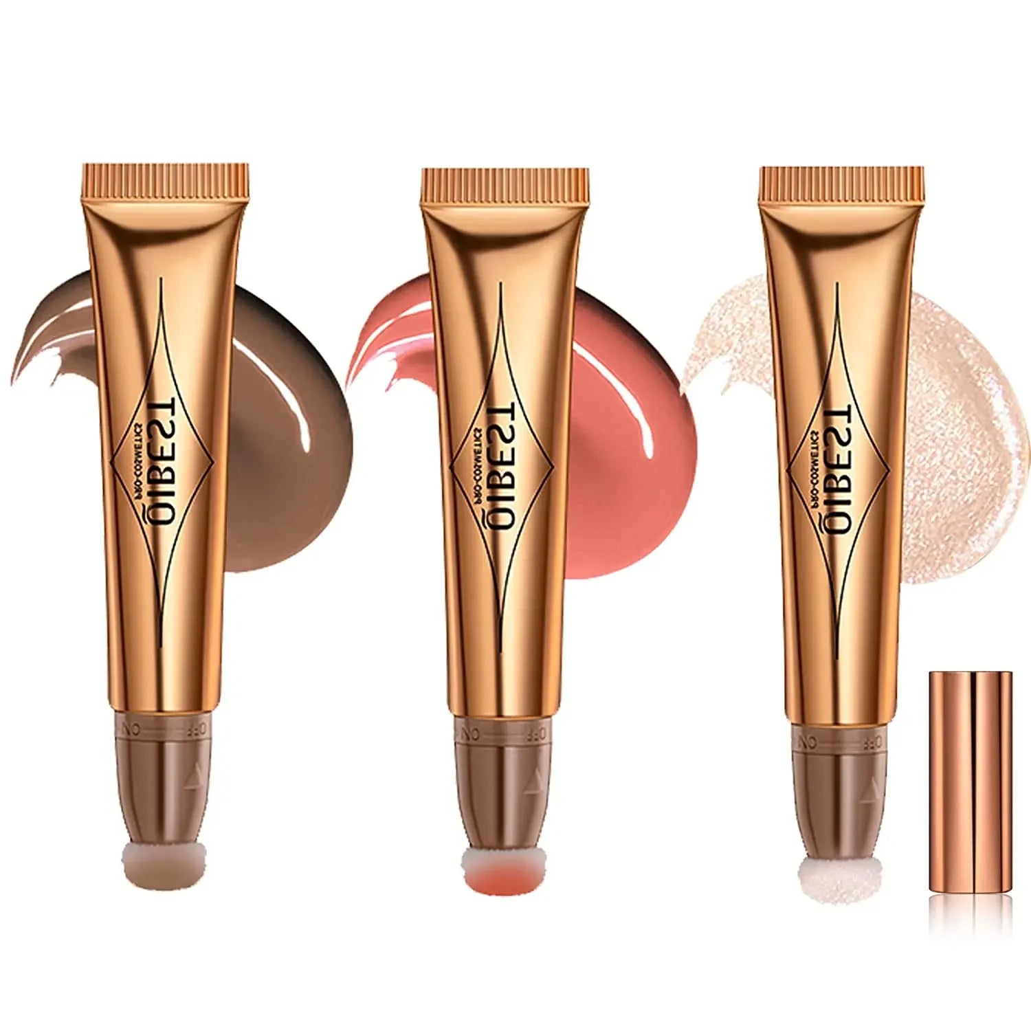 QIBEST Cream Bronzer Contour Blusher Beauty Wand Highlighter Blush With Cushion Liquid Face Bronzer Wand Stick Applicator Makeup Luxlife Brands