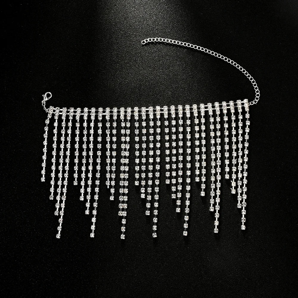Rhinestone Fringe Tassel Ankle Chains