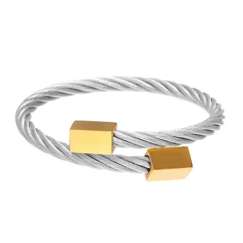 Stainless Steel Gold Color Bangle Bracelets Luxury Brand Stylish Mesh Bangle for Women Men Decoration Jewelry Accessory Gift